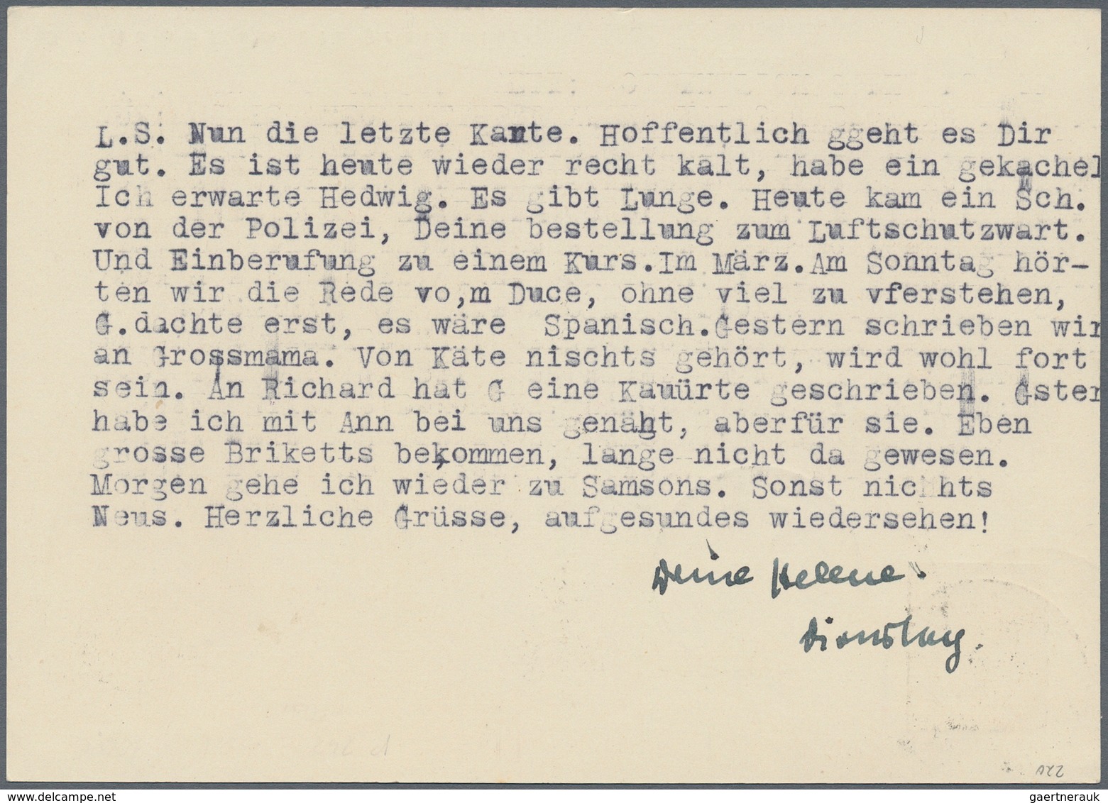 Deutsches Reich - Ganzsachen: 1941, Bildkarte 6 Pfg. Hindenburg "Infanterie" Bedarfsgebraucht Von "D - Andere & Zonder Classificatie