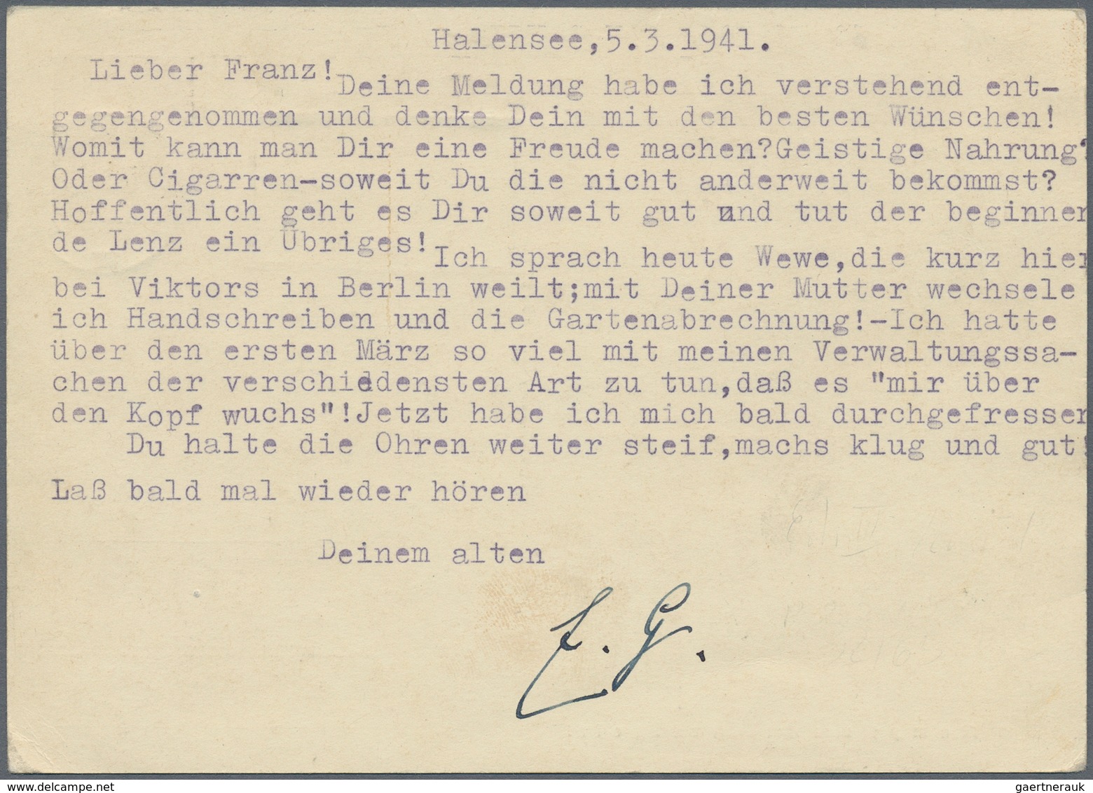 Deutsches Reich - Ganzsachen: 1941, Bildkarte 6 Pfg. Hindenburg "Heeresbergführer" Bedarfsgebraucht - Otros & Sin Clasificación