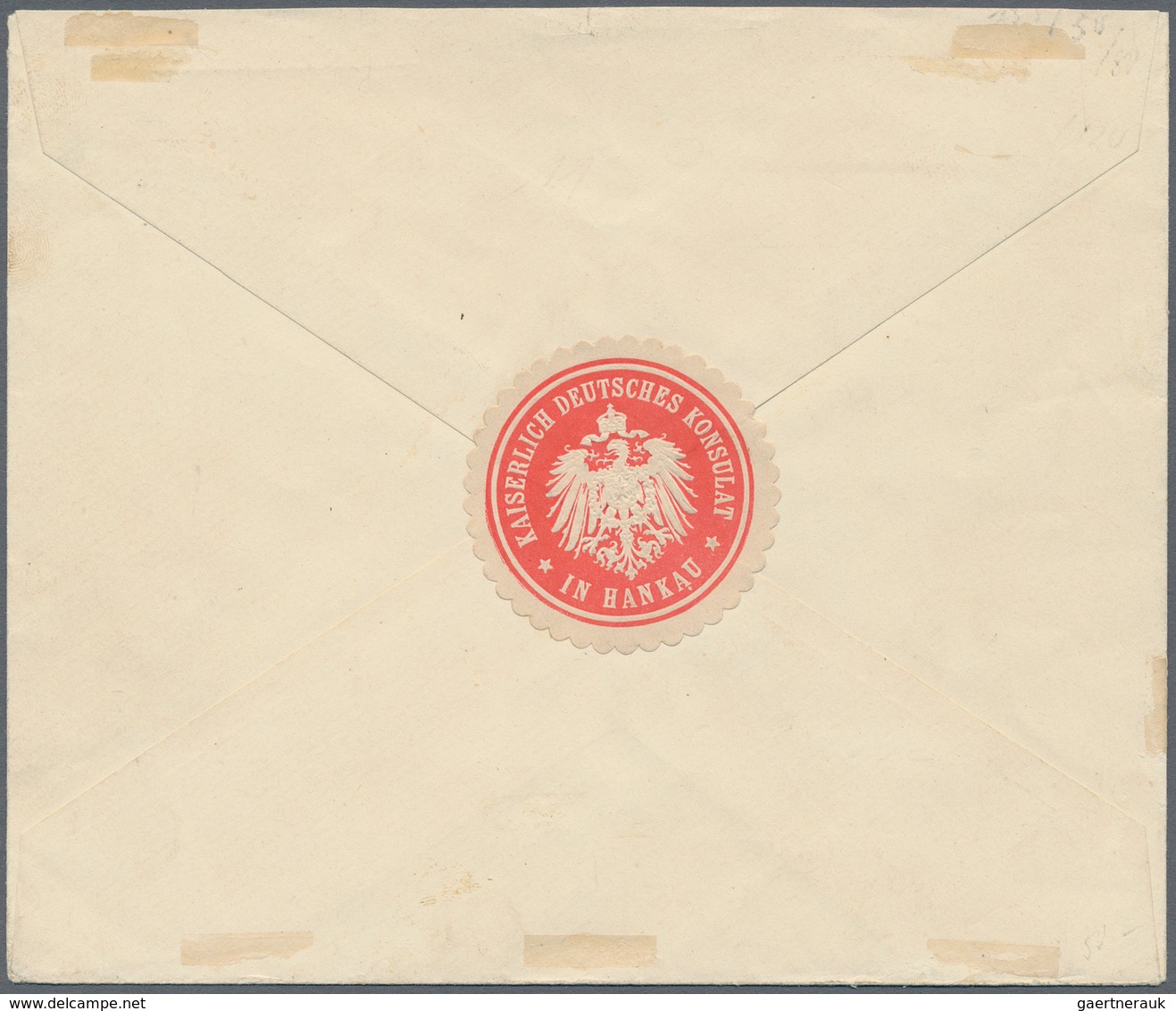 Deutsche Post In China: 1900, Schwarzer Rahmenstempel "HANKAU'' Mit Handschriftl. Datum "6.IV.1900.' - China (kantoren)
