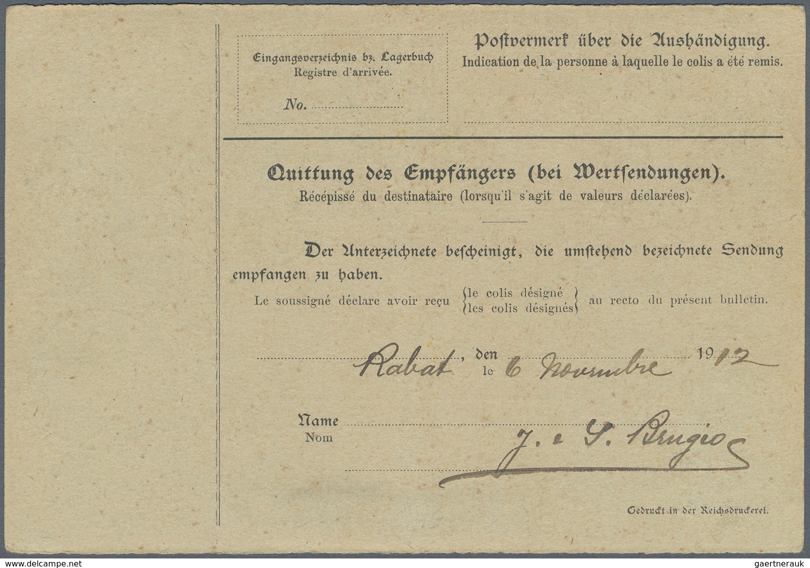 Deutsche Post In Marokko: 1912 (1.10.), Einzelfrankatur 1 Peseta Auf 80 Pfg Mit Stempel ''TANGER (MA - Deutsche Post In Marokko