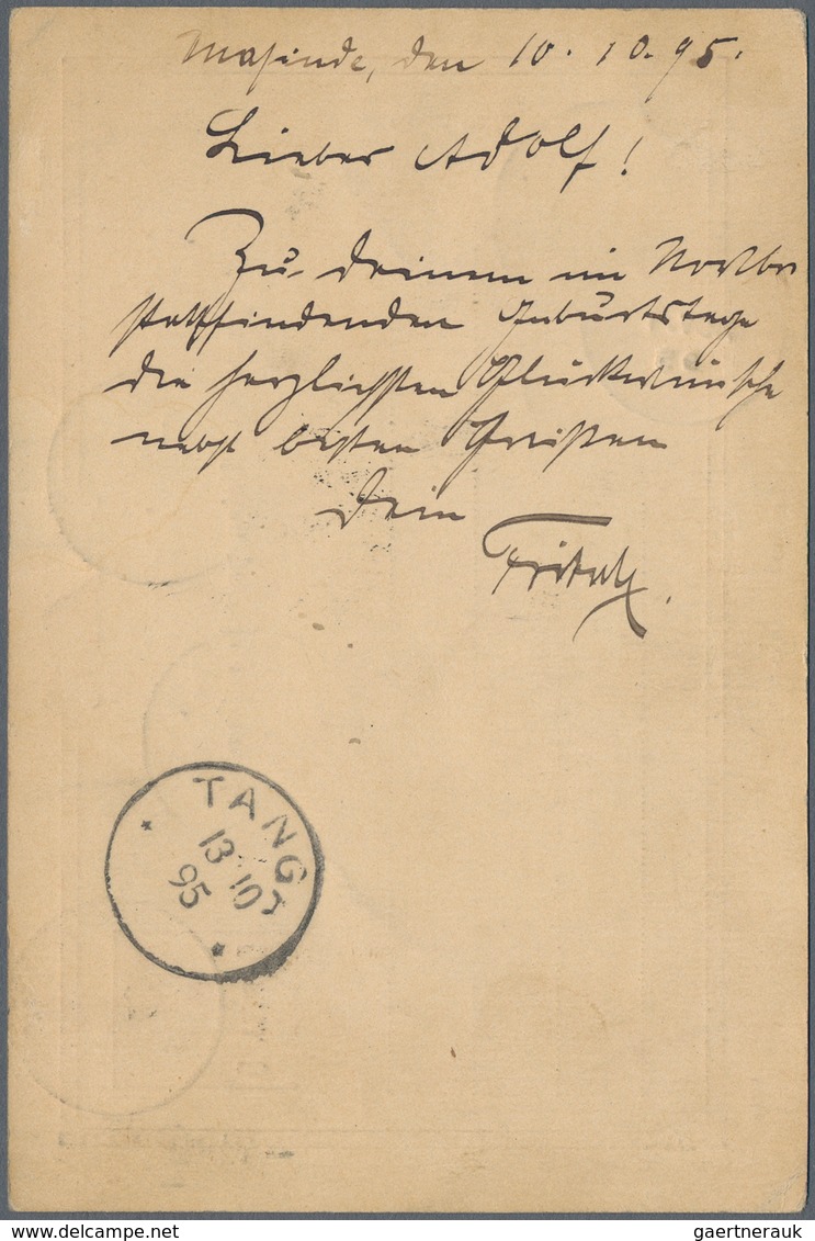 Deutsch-Ostafrika: 1895 (10.10.), 5 Pesa Aufdruck-GA-Kte Mit Seltenem Stempel "MASINDE" (klarer Absc - Duits-Oost-Afrika