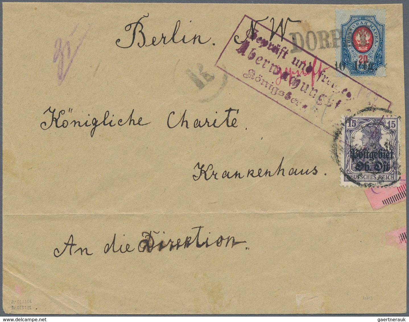 Deutsche Besetzung I. WK: Postgebiet Ober. Ost - Dorpat: 1918, 40 Pfg. Auf 20 Kop. Blau/karmin Auf B - Bezetting 1914-18