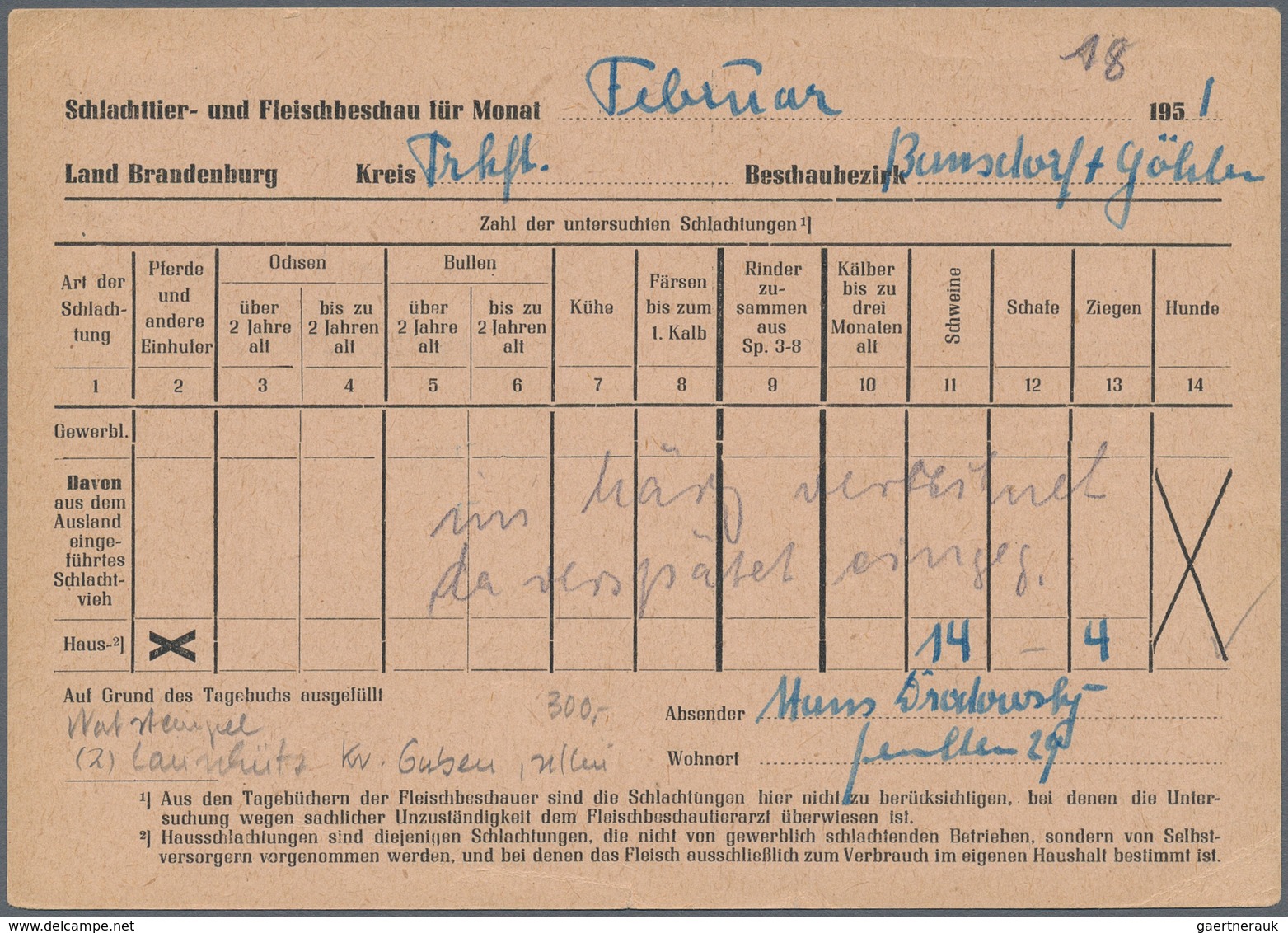 Alliierte Besetzung - Notstempel: Sowjetische Zone: "Laschnitz (2) Kr. Guben", Not-L2 Auf Postkarte - Sonstige & Ohne Zuordnung