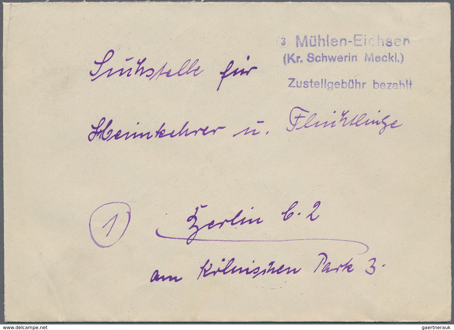 Alliierte Besetzung - Notstempel: Sowjetische Zone: "Mühlen-Eichsen 3 (Kr. Schwerin Meckl.), Not-L2 - Altri & Non Classificati