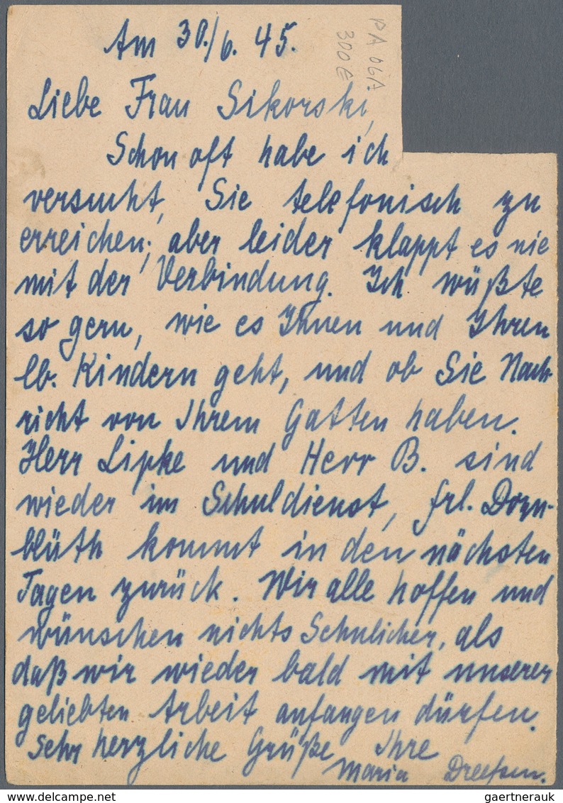 Alliierte Besetzung - Notausgaben: Britische Zone: 1945, Formblatt Von Der Antwortkarte 15 Pfg. Hind - Altri & Non Classificati
