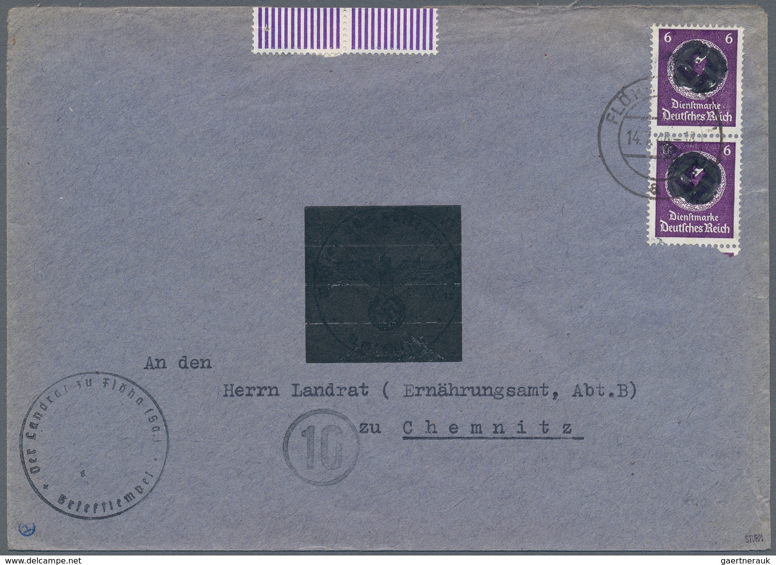 Sowjetische Zone - Sächsische Schwärzungen: 1945, 6 Pfg. Dienstmarke Im Senkrechten Paar Als Portoge - Altri & Non Classificati