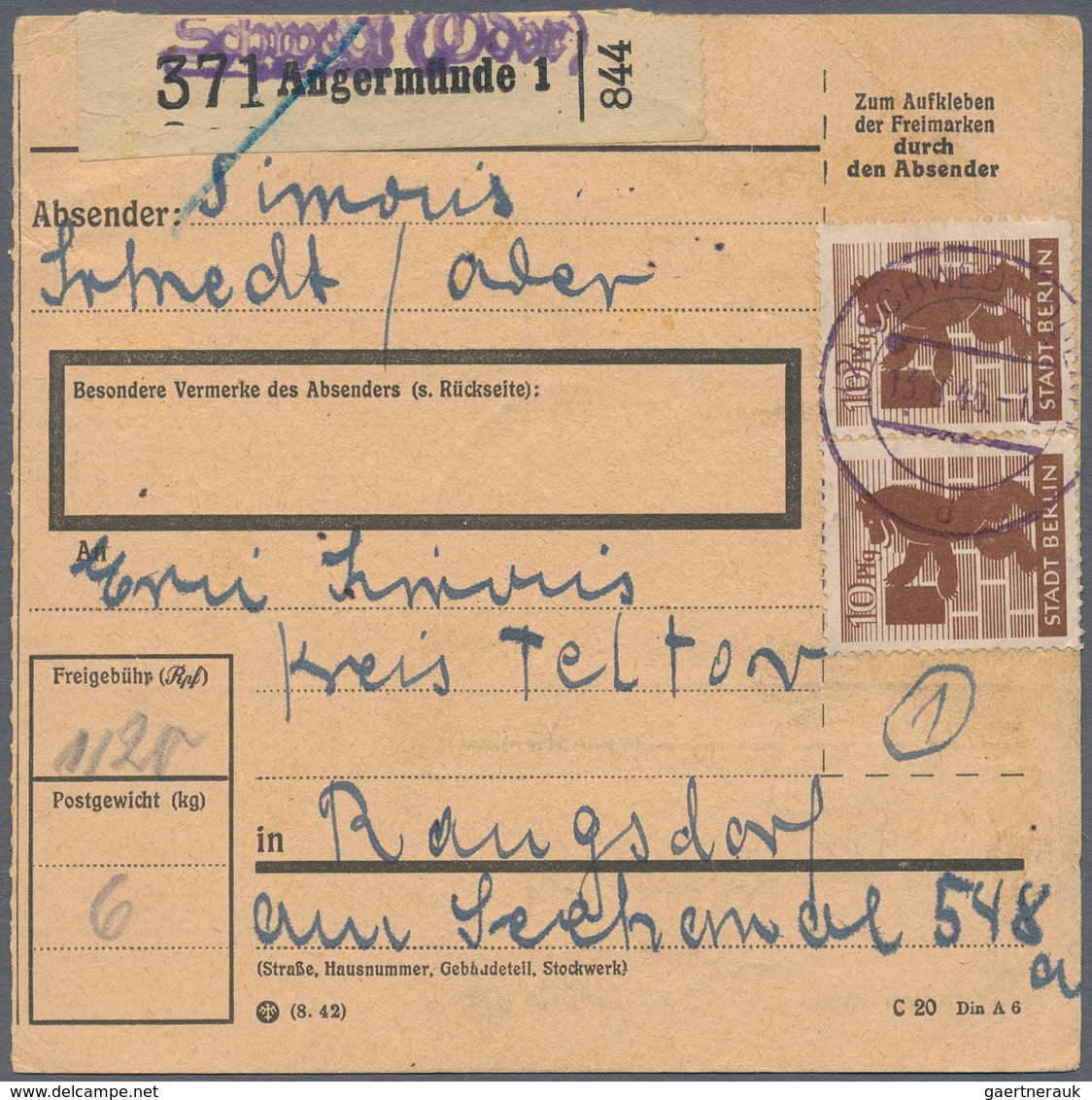 Sowjetische Zone - Berlin Und Brandenburg: 1945, 10 Pfg. Braun Gezähnt, Zwei Paare Und Ein 8er-Block - Altri & Non Classificati