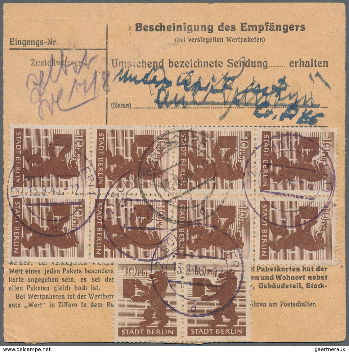 Sowjetische Zone - Berlin Und Brandenburg: 1945, 10 Pfg. Braun Gezähnt, Zwei Paare Und Ein 8er-Block - Sonstige & Ohne Zuordnung