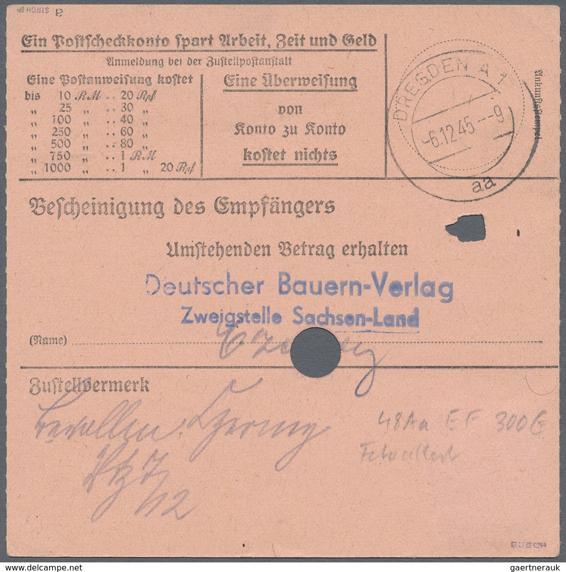 Sowjetische Zone - Ost-Sachsen: 1945, 20 Pfg. Dunkelpreußischblau Als Portogerechte Einzelfrankatur - Andere & Zonder Classificatie