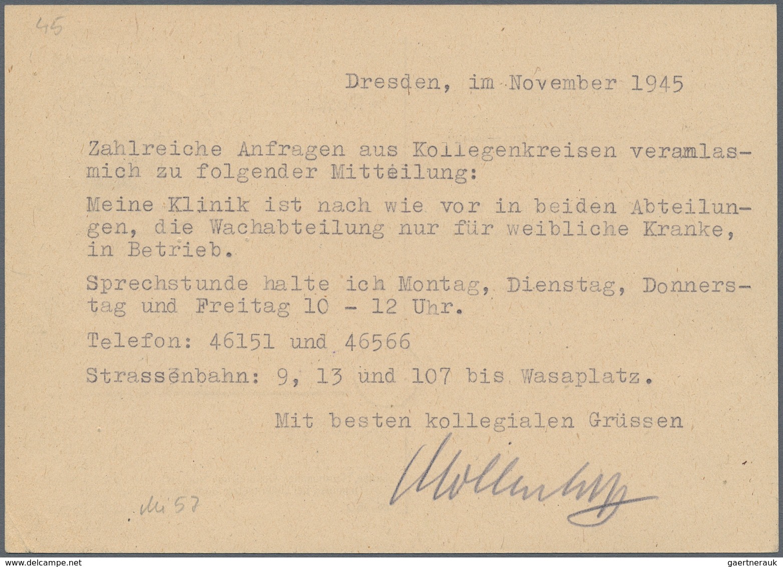 Sowjetische Zone - Ost-Sachsen: 1945/1946, Ziffern 5 Pfg. Grün, Zwei Portogerechte Ortskarten: Einze - Andere & Zonder Classificatie