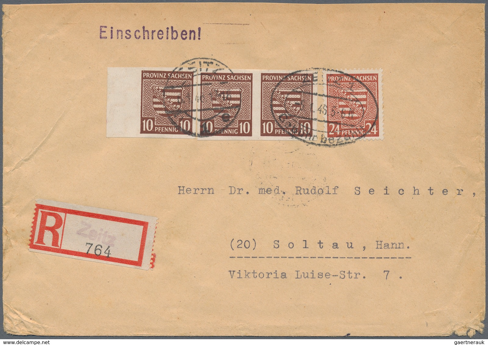 Sowjetische Zone - Provinz Sachsen: 1946, Wappen 10 Pfg. Braun Geschnitten, Waagerechtes Paar Und Ei - Andere & Zonder Classificatie