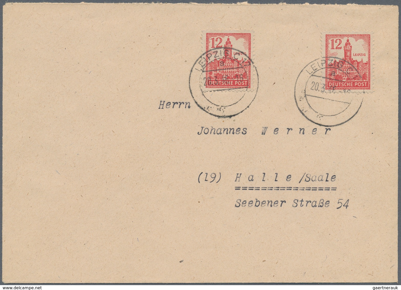 Sowjetische Zone - West-Sachsen: 1946, 12 Pfg. Abschiedsserie O.Wz., Zwei Werte Als Portogerechte Me - Andere & Zonder Classificatie