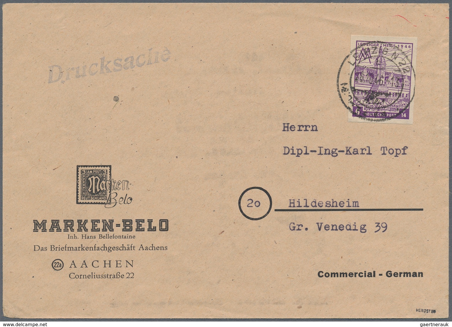 Sowjetische Zone - West-Sachsen: 1946, 6 Pfg. Leipziger Messe Geschnitten Als Portogerechte Einzelfr - Andere & Zonder Classificatie