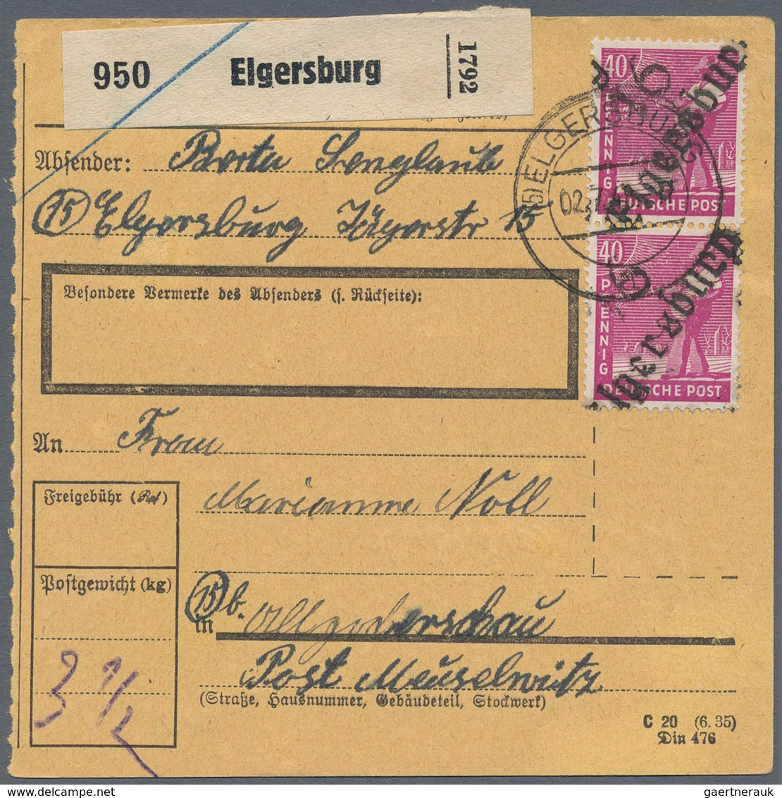 Sowjetische Zone - Bezirkshandstempel - III - Bez. 16 (Erfurt): 1948, 40 Pfg. Arbeiter Mit Aufdruck - Andere & Zonder Classificatie