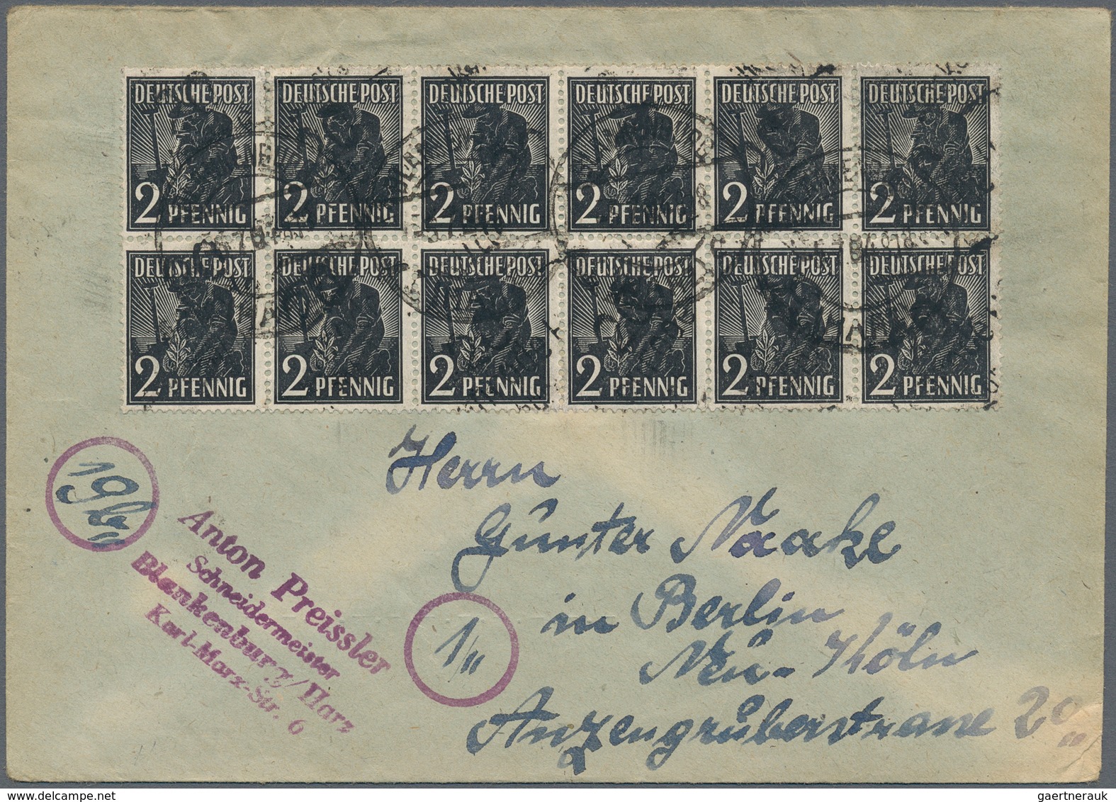 Sowjetische Zone - Bezirkshandstempel - IV - Bez. 20 (Halle): 1948, 2 Pfg. Arbeiter Mit Aufdruck "20 - Andere & Zonder Classificatie