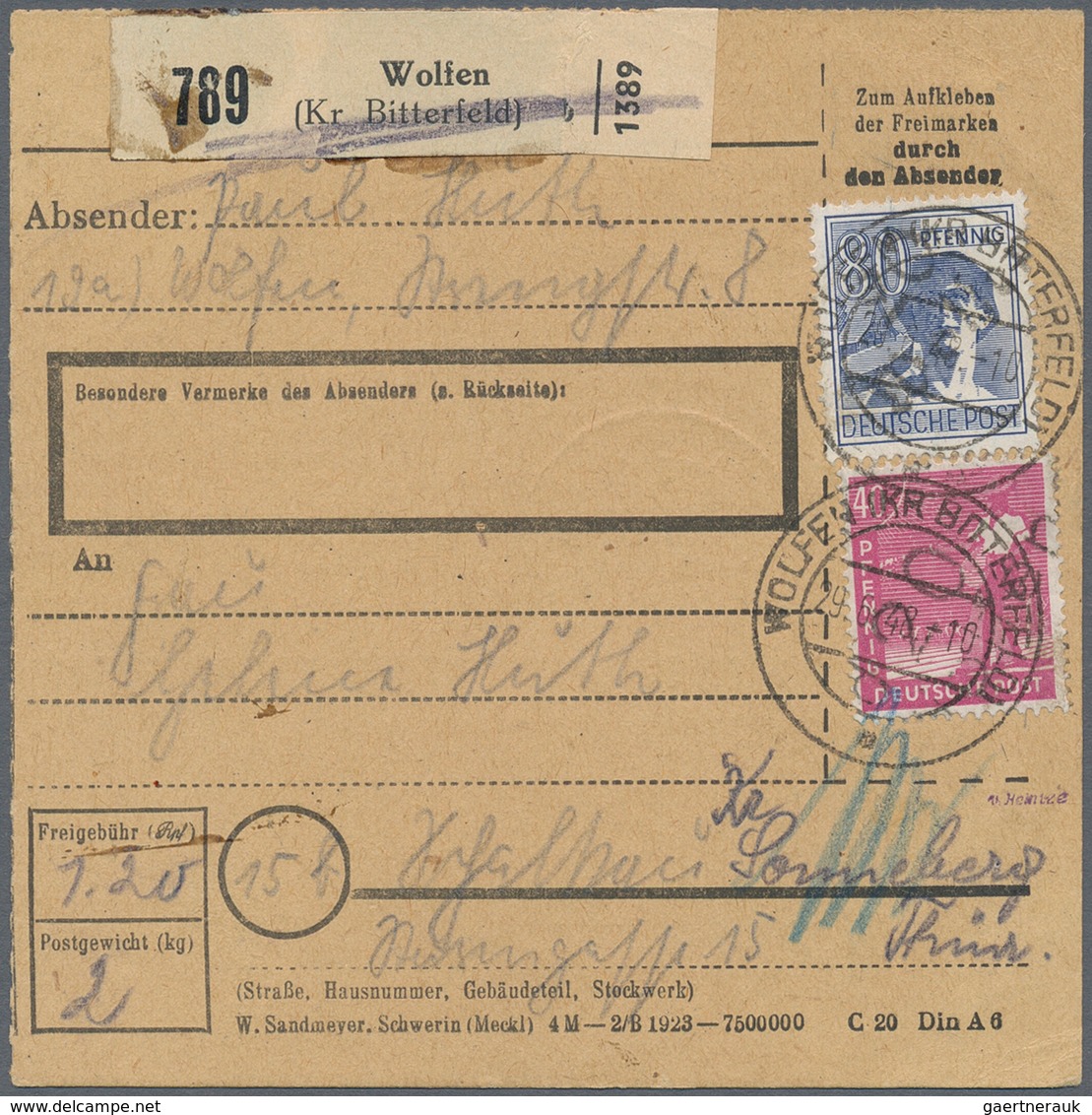 Sowjetische Zone - Bezirkshandstempel - IV - Bez. 20 (Halle): 1948, 40 Pfg. Und 80 Pfg. Arbeiter Mit - Andere & Zonder Classificatie