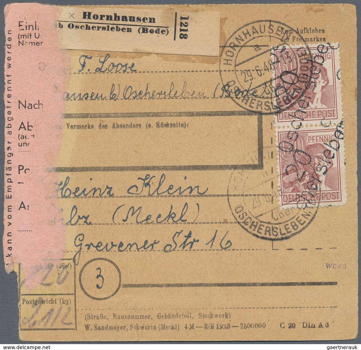 Sowjetische Zone - Bezirkshandstempel - IV - Bez. 20 (Halle): 1948, 60 Pfg. Arbeiter Mit Aufdruck "2 - Andere & Zonder Classificatie