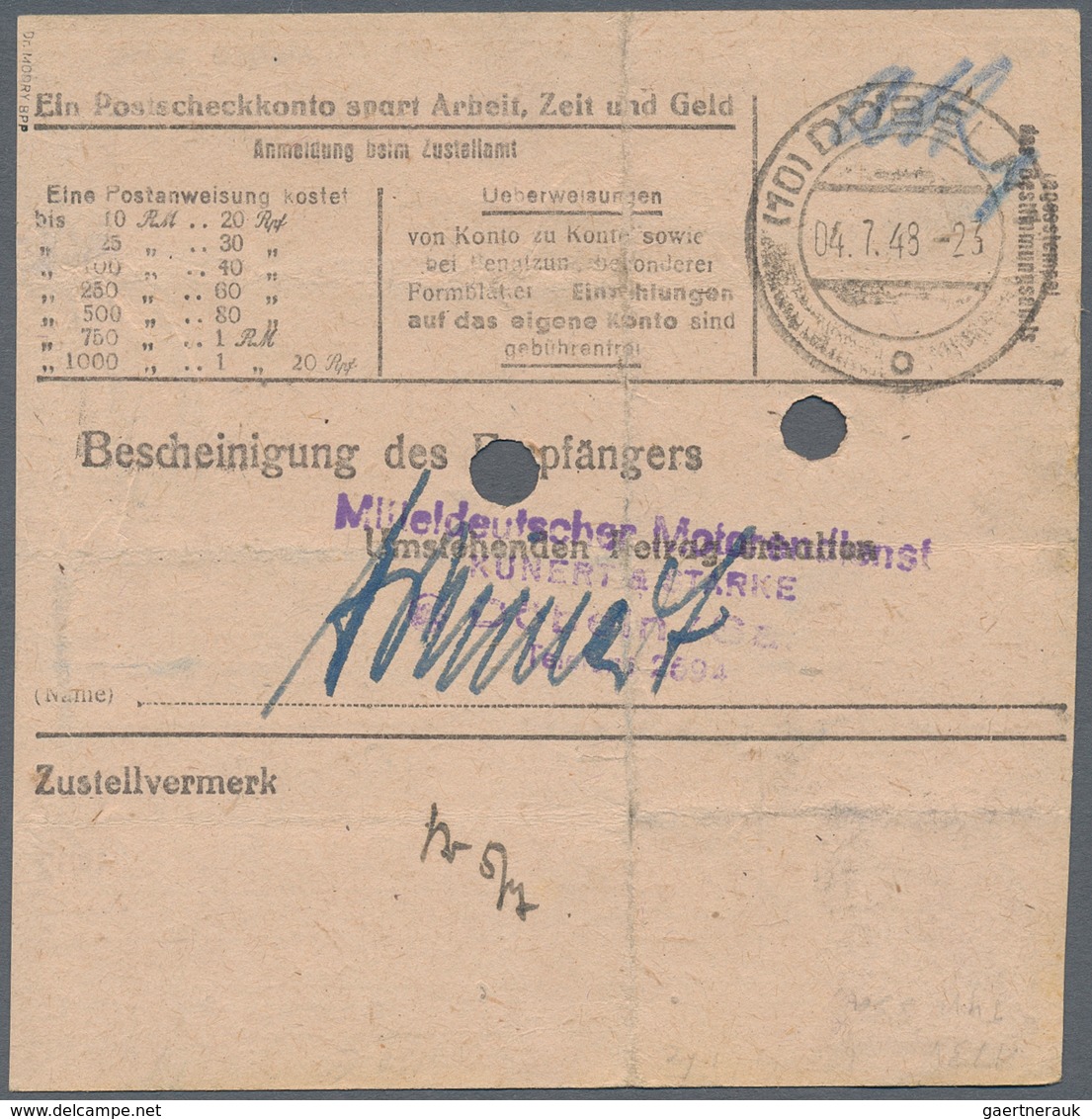 Sowjetische Zone - Bezirkshandstempel - V - Bez. 27 (Leipzig): 1948, 20 Pfg. Arbeiter Mit Aufdruck " - Altri & Non Classificati