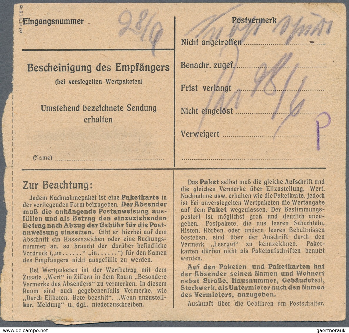 Sowjetische Zone - Bezirkshandstempel - VIII - Bez. 37 (Schwerin): 1948, 60 Pfg. Arbeiter Mit Aufdru - Altri & Non Classificati