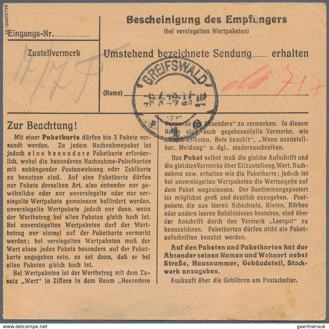 Sowjetische Zone - Bezirkshandstempel - VIII - Bez. 37 (Schwerin): 1948, 20 Pfg. Arbeiter Mit Aufdru - Sonstige & Ohne Zuordnung