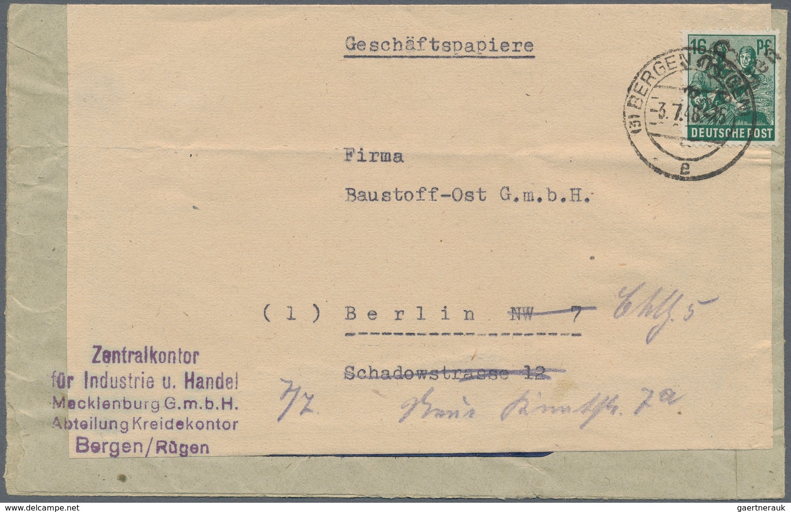 Sowjetische Zone - Bezirkshandstempel - IX - Bez. 38 (Stettin): 1948, 16 Pfg. Arbeiter Mit Aufdruck - Andere & Zonder Classificatie