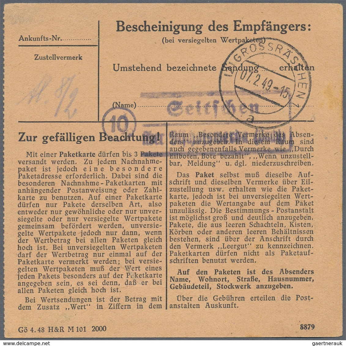 Sowjetische Zone - Allgemeine Ausgaben: 1948/1949, 30 Pfg. Ziffer Maschinenaufdruck, Zwei Belege Mit - Andere & Zonder Classificatie