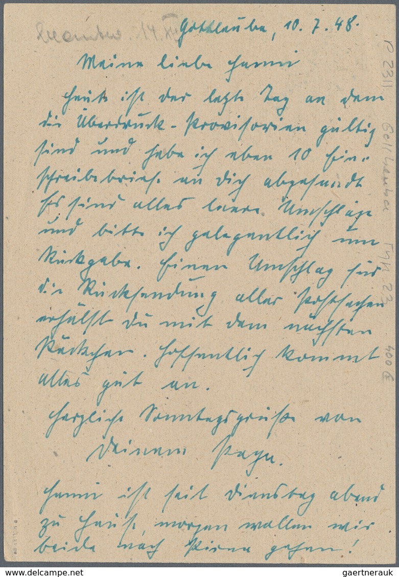 Sowjetische Zone - Ganzsachen: 1948, Ganzsachenkarte 12 Pfg. Arbeiter Mit Aufdruck "14 Gottleuba" In - Andere & Zonder Classificatie