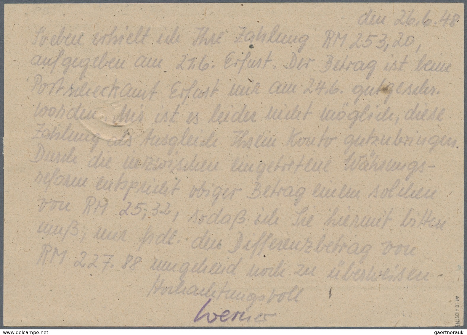 Sowjetische Zone - Ganzsachen: 1948, Ganzsachenkarte 12 Pfg. Arbeiter Mit Aufdruck "16 Mühlhausen" B - Altri & Non Classificati