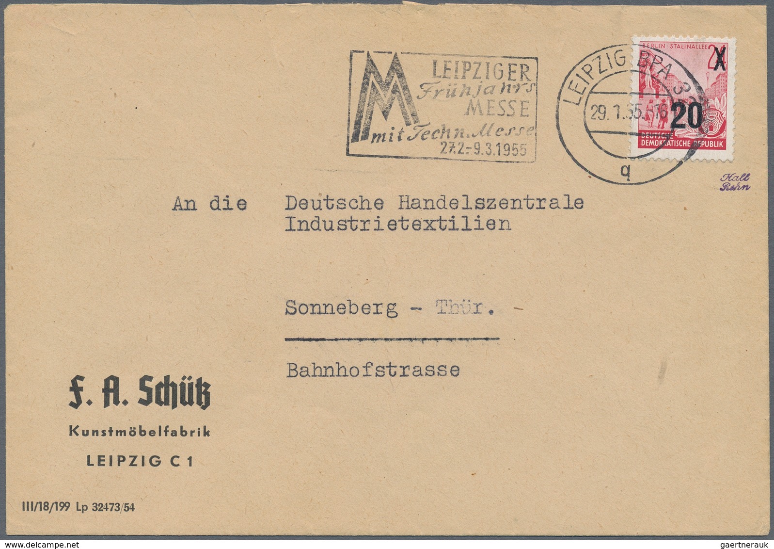 DDR: 1955, Fünfjahrplan Aufdruckausgabe, 20 Auf 24 Pfg. Dunkelbräunlichrot, Aufdruck Auf Urmarke In - Storia Postale