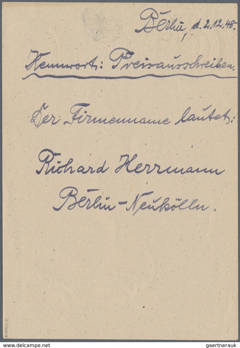 Berlin - Vorläufer: 1948, SBZ-Ganzsachenkarte 10 Pfg. Maschinenaufdruck Bedarfsgebraucht Von "BERLIN - Briefe U. Dokumente