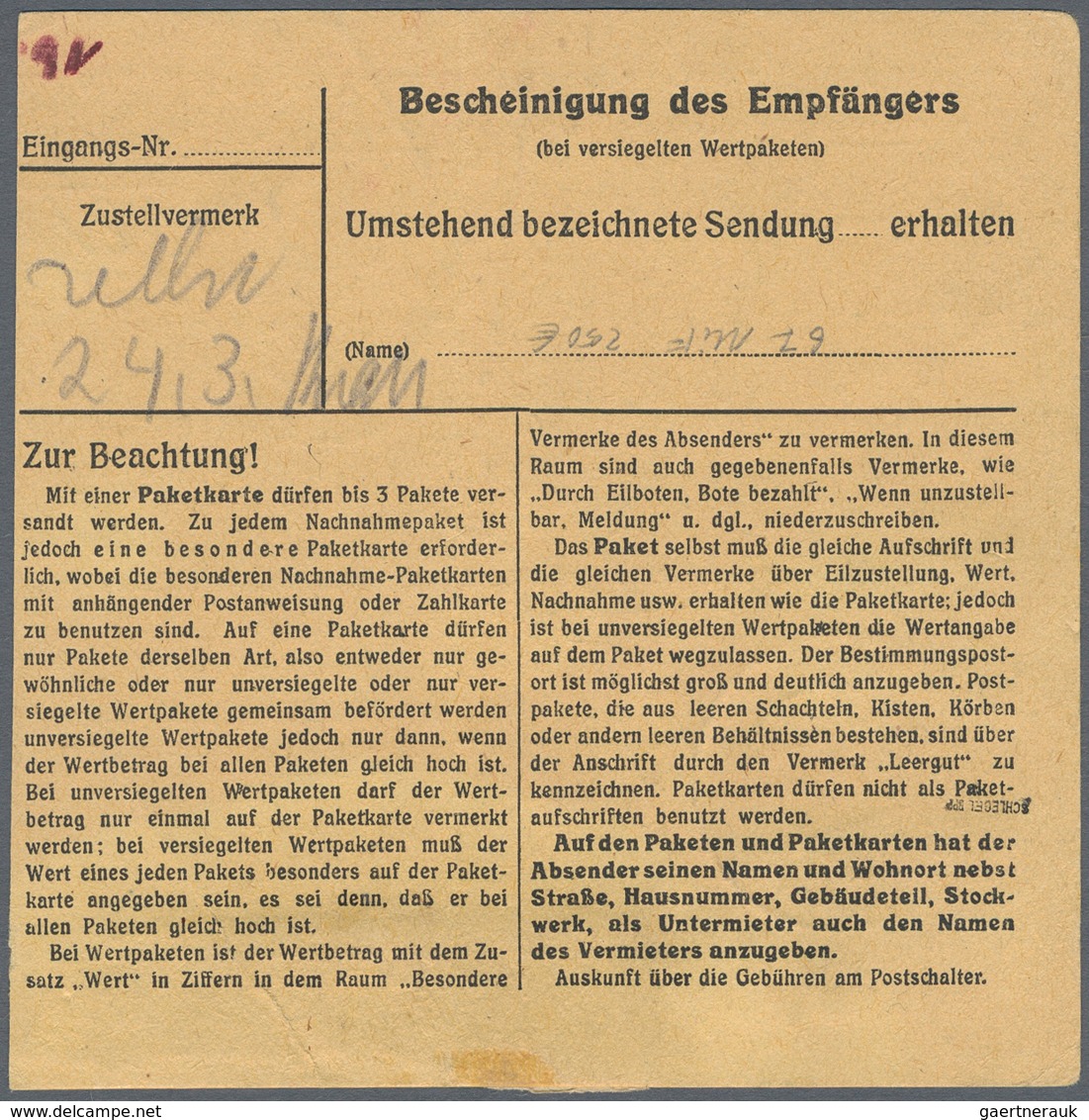 Berlin: 1951, 1 DM Grünaufdruck Zusammen Mit 30 Pfg. Bauten Auf Paketkartenstammteil (senkrechter Mi - Brieven En Documenten