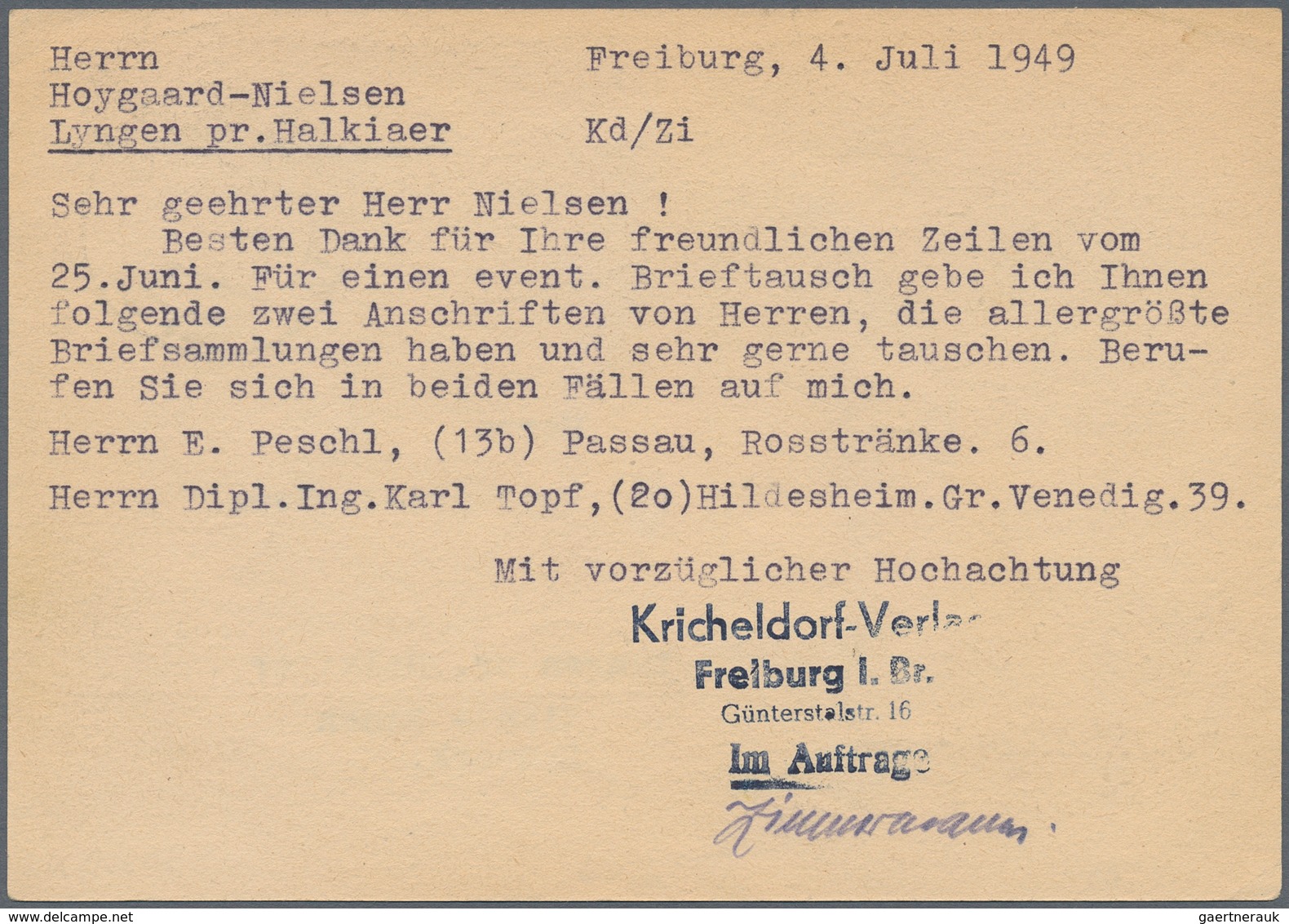 Französische Zone - Baden: 1949, 20 Pfg. Wiederaufbau Geschnitten, Blockmarke Als Portogerechte Einz - Altri & Non Classificati