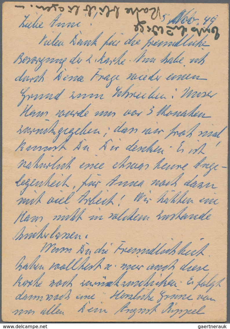 Französische Zone - Baden - Ganzsachen: 1949, Frage/Antwortkarte 20 Pfg.+20 Pfg. Lila Zusammenhängen - Andere & Zonder Classificatie