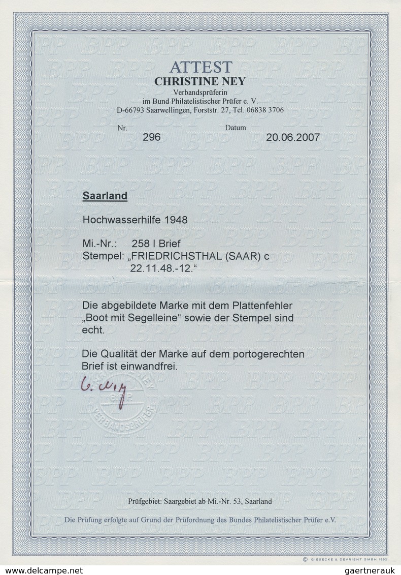 Saarland (1947/56): 1948, 18 Fr. Hochwasserhilfe Mit Plattenfehler I Als Portogerechte Einzelfrankat - Storia Postale