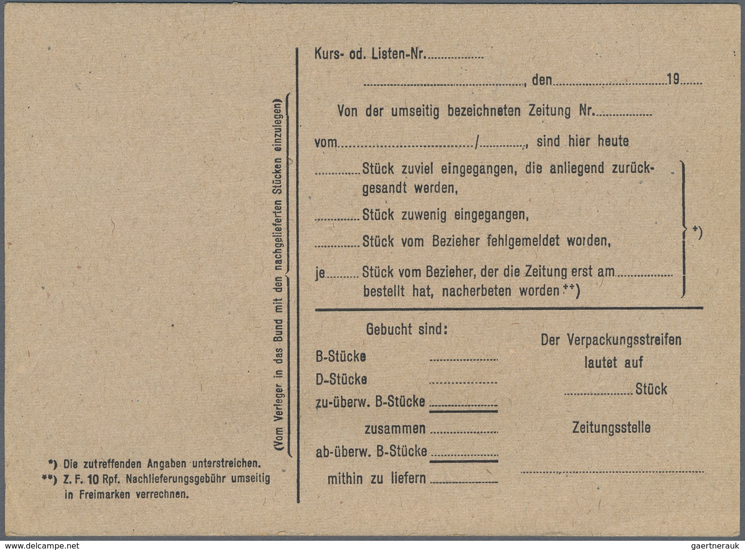 Bizone: 1948, 20 Pfg. Netzaufdruck Im Senkrechten 4er-Streifen Auf Zeitungssache über Nachlieferung - Altri & Non Classificati