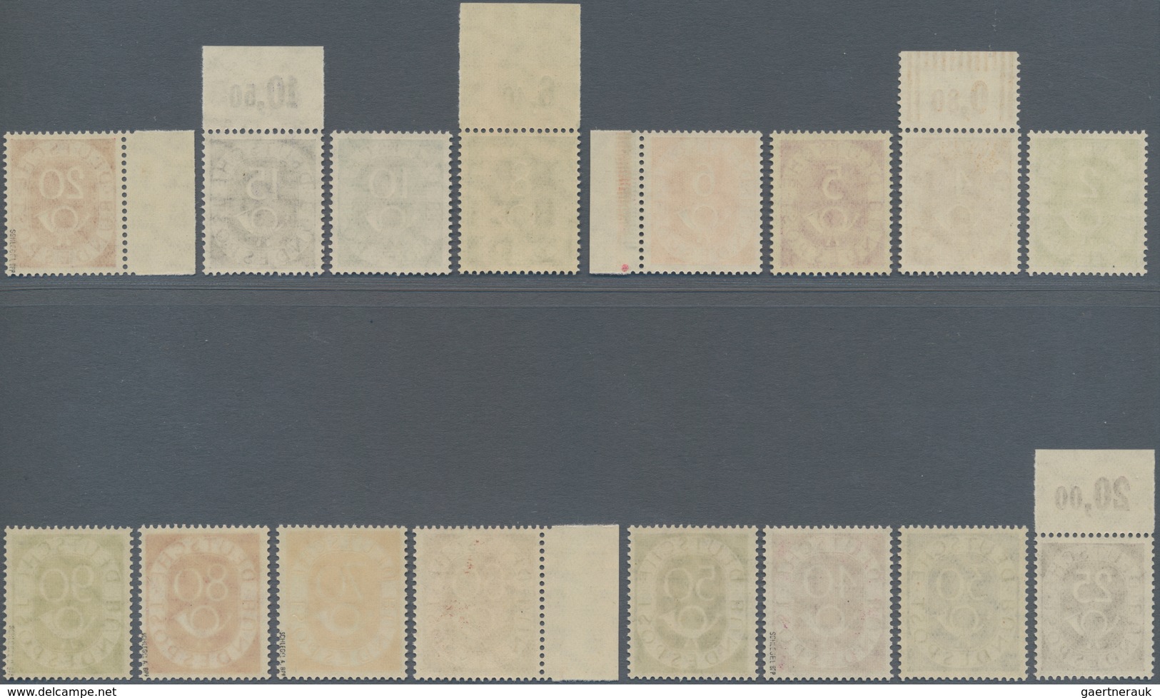 Bundesrepublik Deutschland: 1951, Posthorn, Kompletter Satz, Postfrisch, 4 Pfg., 8 Pfg., 15 Pfg. Und - Storia Postale