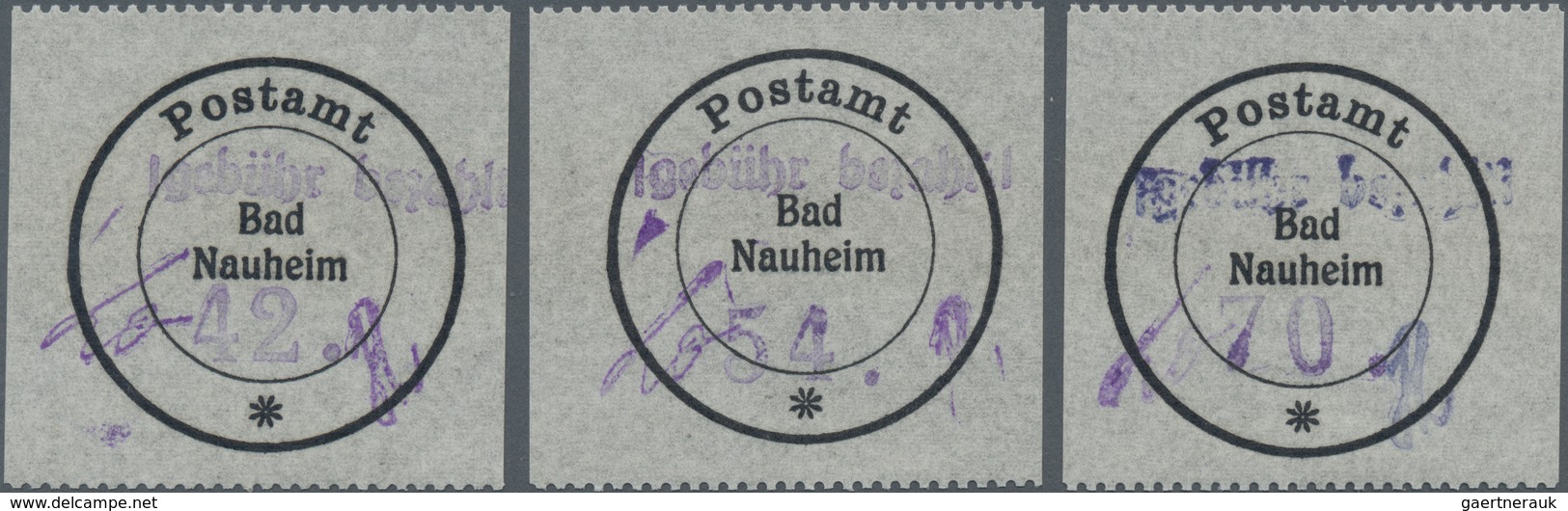 Deutsche Lokalausgaben Ab 1945: BAD NAUHEIM: 1945, Postverschlusszettel 42 (Pf) Bis 70 (Pf), Wertzif - Andere & Zonder Classificatie