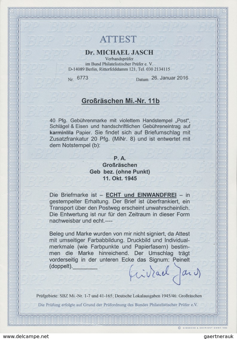 Deutsche Lokalausgaben Ab 1945: GROßRÄSCHEN: 1945, 40 Pf Auf KARMINLILA Papier Mit Handschriftlichem - Andere & Zonder Classificatie