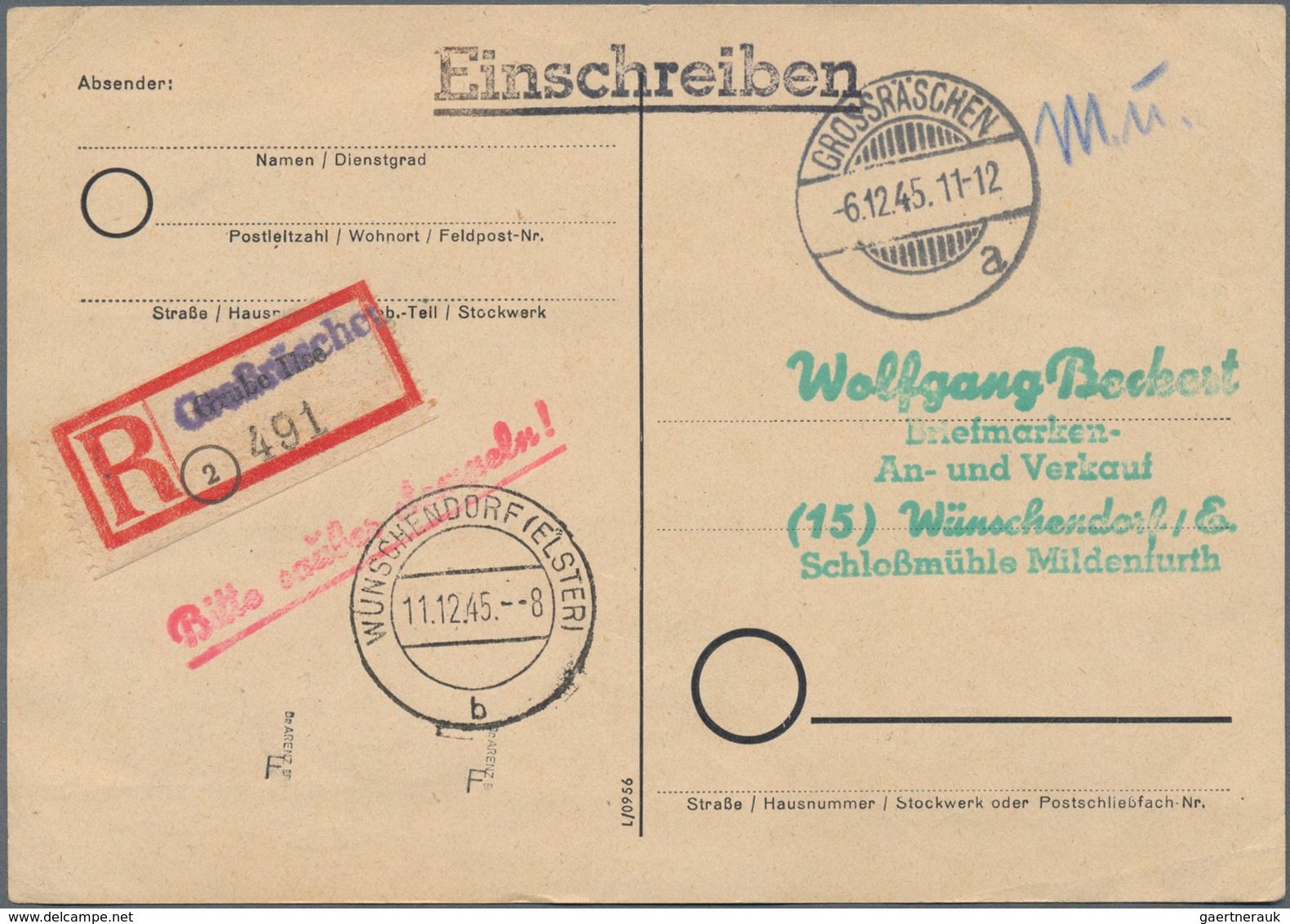 Deutsche Lokalausgaben Ab 1945: GROßRÄSCHEN: 1945, 40 (Pf) Und 60 (Pf), Kurzschriftstempel Rötlichli - Otros & Sin Clasificación