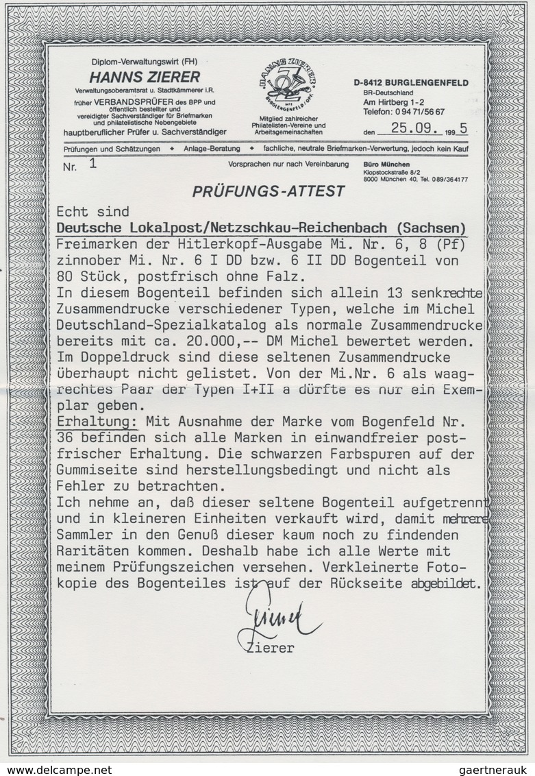 Deutsche Lokalausgaben Ab 1945: NETSCHKAU-REICHENBACH: 1945, 8 Pfg. Mit Deutlichem DOPPELAUFDRUCK De - Altri & Non Classificati