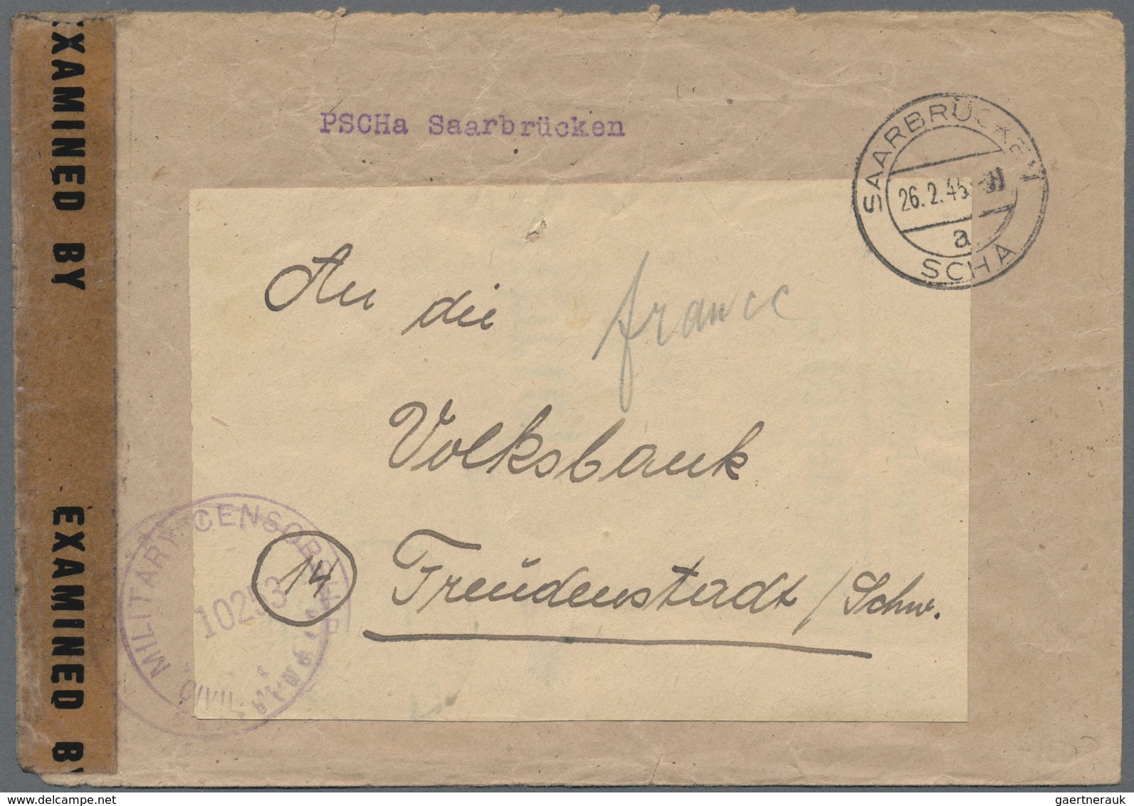 Alliierte Besetzung - Überroller-Belege: 1945, Brief Vom Postscheckamt Saarbrücken Mit Tagesstempel - Andere & Zonder Classificatie