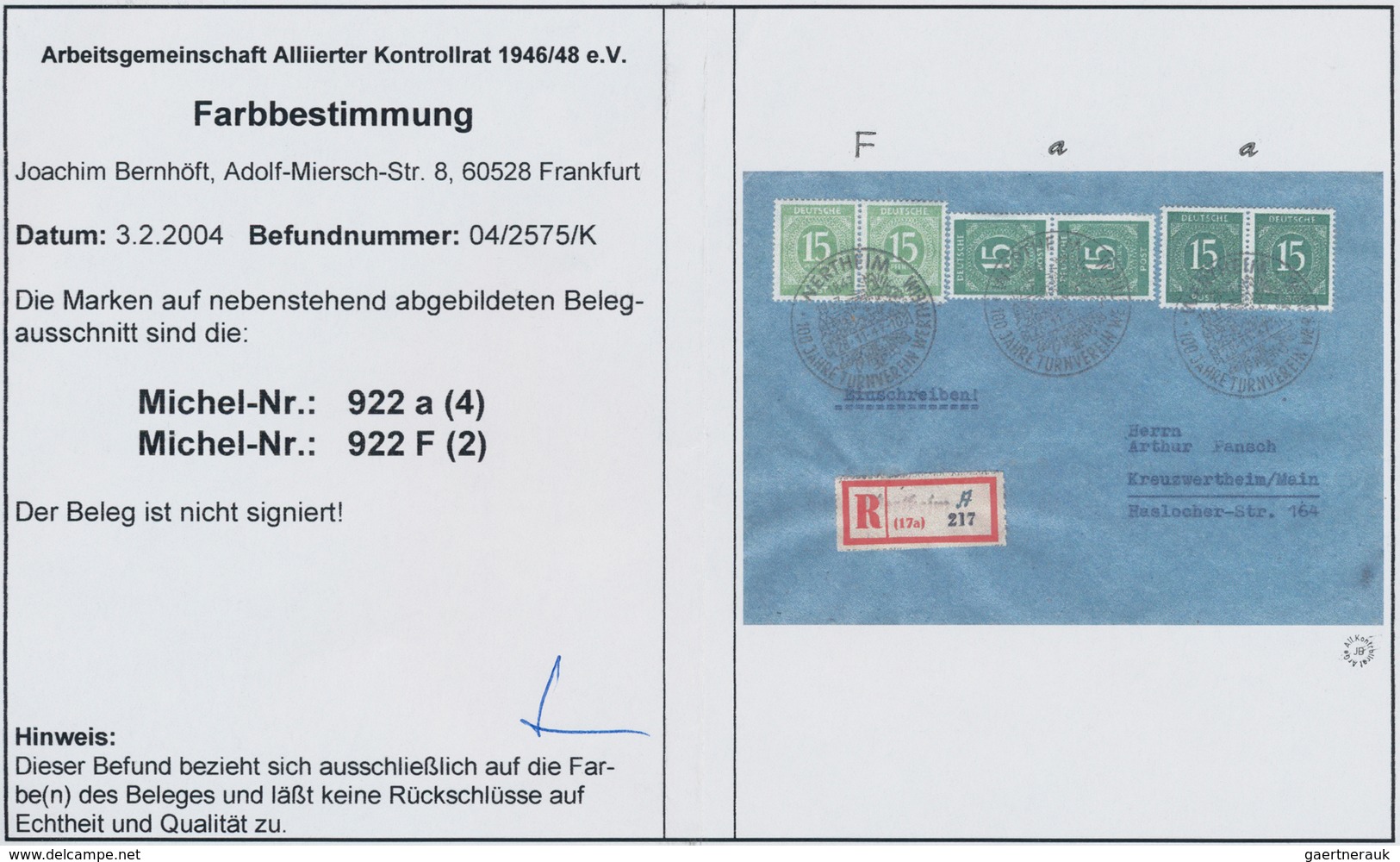 Alliierte Besetzung - Gemeinschaftsausgaben: 1947, 15 Pfg. Ziffer In Fehlfarbe Hellgelbgrün Im Waage - Altri & Non Classificati