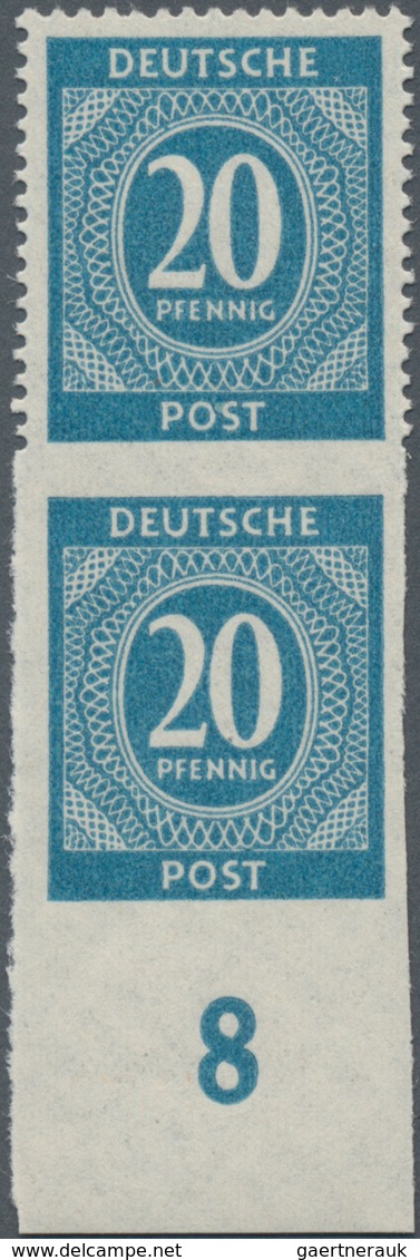 Alliierte Besetzung - Gemeinschaftsausgaben: 1946, Ziffern 20 Pf. Cyanblau Im Senkrechten Paar, Dabe - Andere & Zonder Classificatie