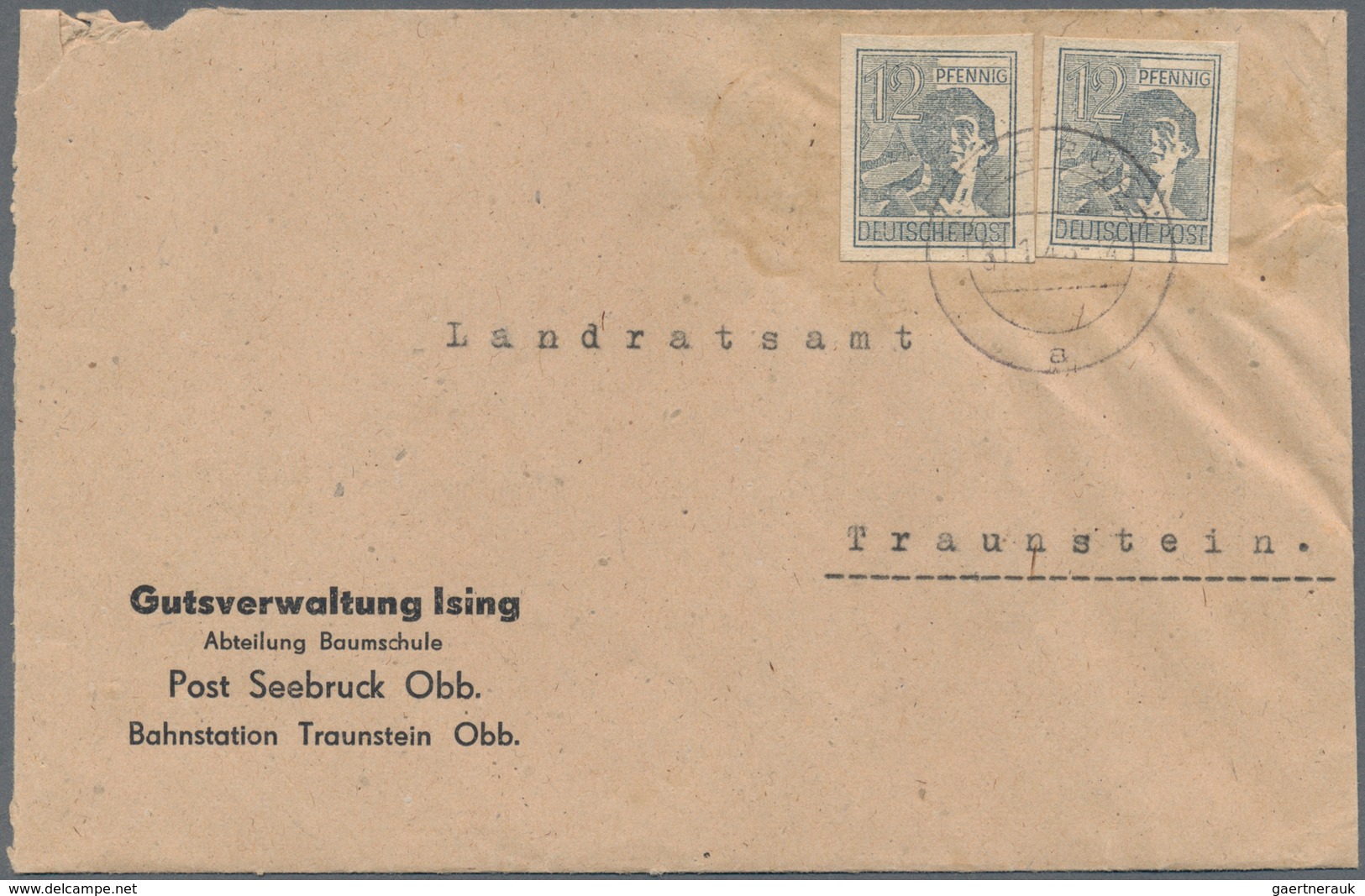 Alliierte Besetzung - Gemeinschaftsausgaben: 1947, Kontrollrat Arbeiter 12 Pf Grau, Zwei Ungezähnte - Altri & Non Classificati