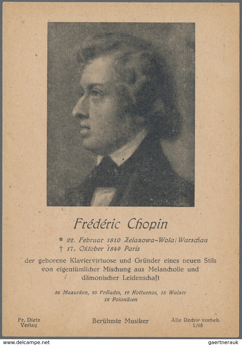 Alliierte Besetzung - Ganzsachen: 1946. Postkarte 12 Pf Ziffer Mit Rs. Bild-Zudruck "Frédéric Chopin - Andere & Zonder Classificatie