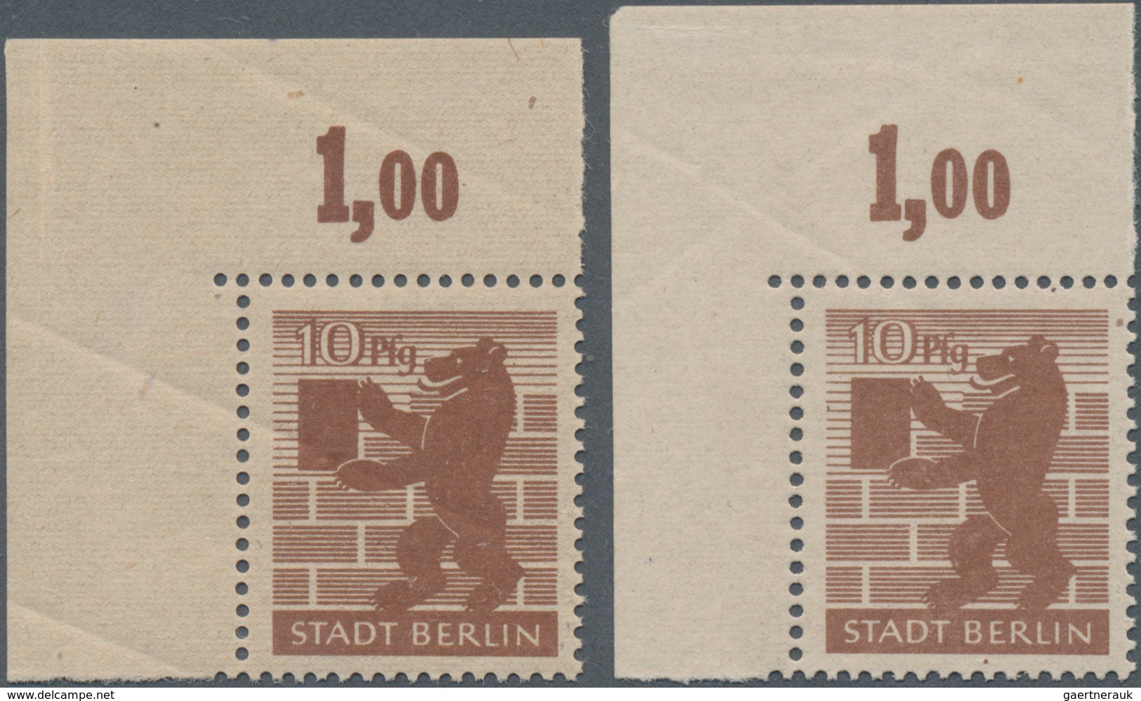 Sowjetische Zone - Berlin Und Brandenburg: 1945, 10 Pf Berliner Bär, Hellsiena, Postfrisch Auf Graur - Sonstige & Ohne Zuordnung