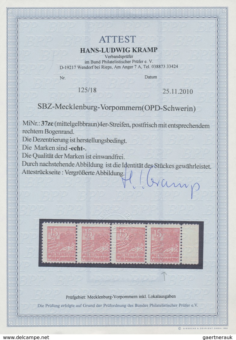 Sowjetische Zone - Mecklenburg-Vorpommern: 1946, Abschiedsserie 15 Pfg. Auf Grauem Z-Papier, Rechtes - Altri & Non Classificati