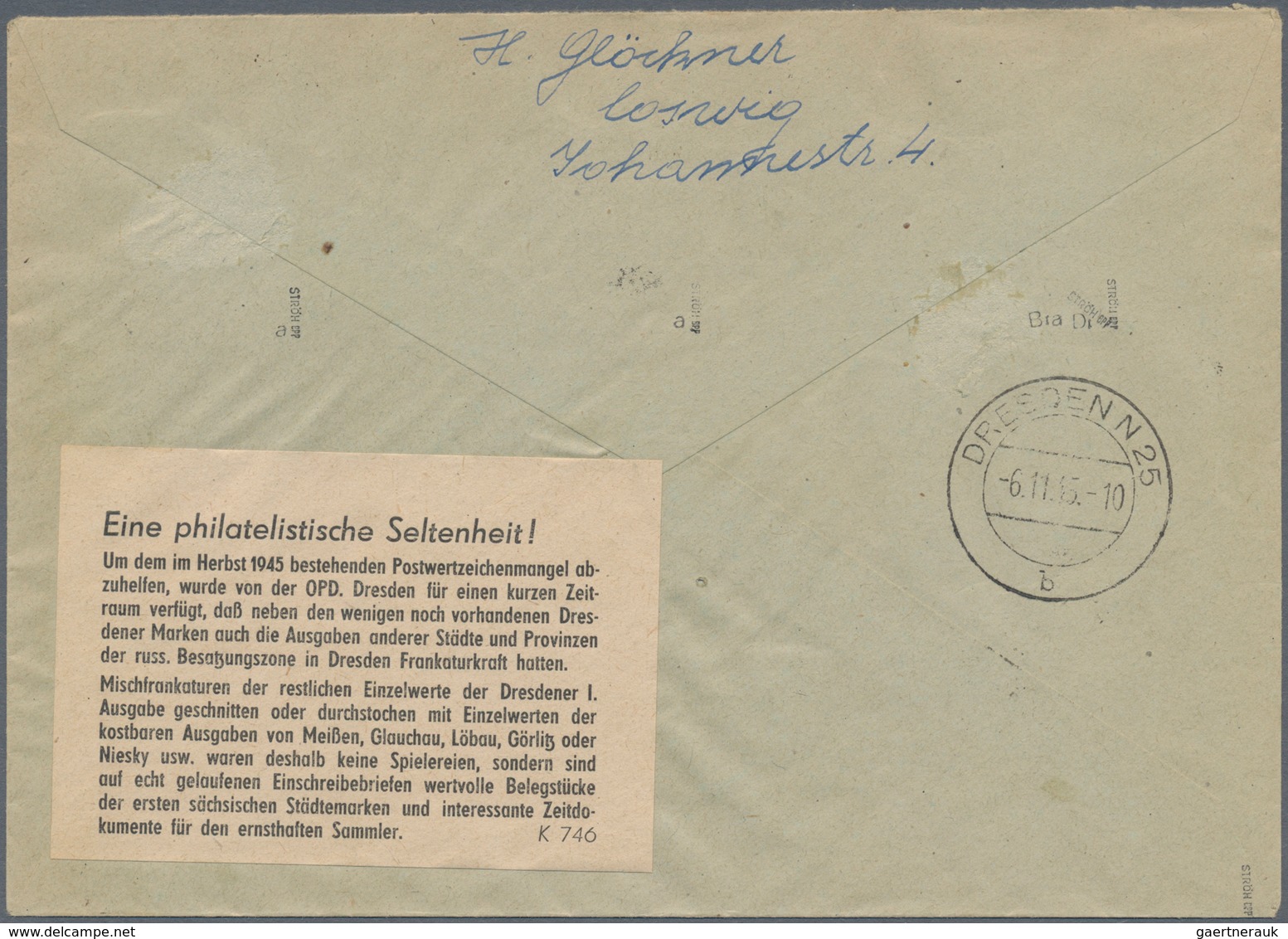 Sowjetische Zone - Ost-Sachsen: 1945, Freimarken Ziffernserie 6 Pf Schwarzgelbgrün Mit Amtlichem Lin - Altri & Non Classificati