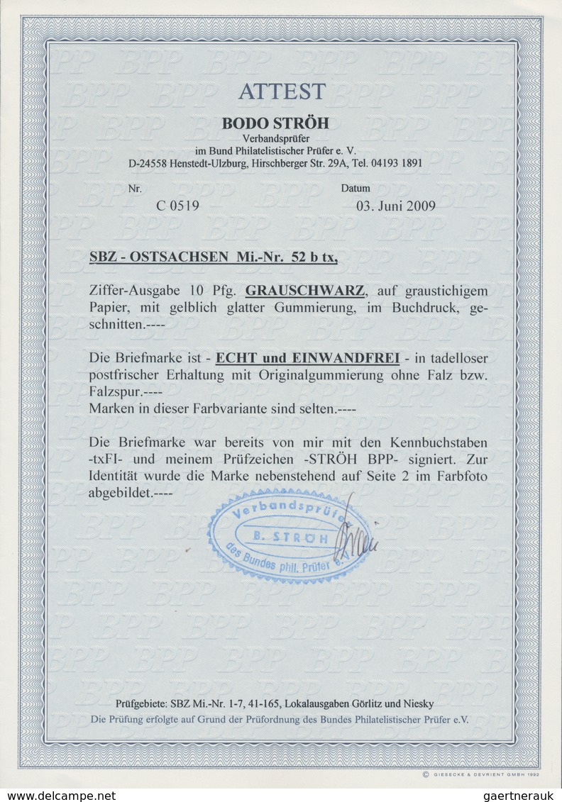 Sowjetische Zone - Ost-Sachsen: 1945, 10 (Pfg.) Grauschwarz Auf Graustichigem Papier Und Gelblich Gl - Andere & Zonder Classificatie