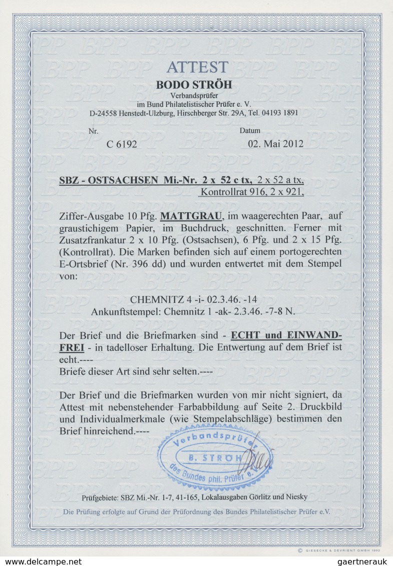 Sowjetische Zone - Ost-Sachsen: 1945, Freimarke Ziffernserie, 10 Pfg In Der Sehr Seltenen Farbvarian - Andere & Zonder Classificatie